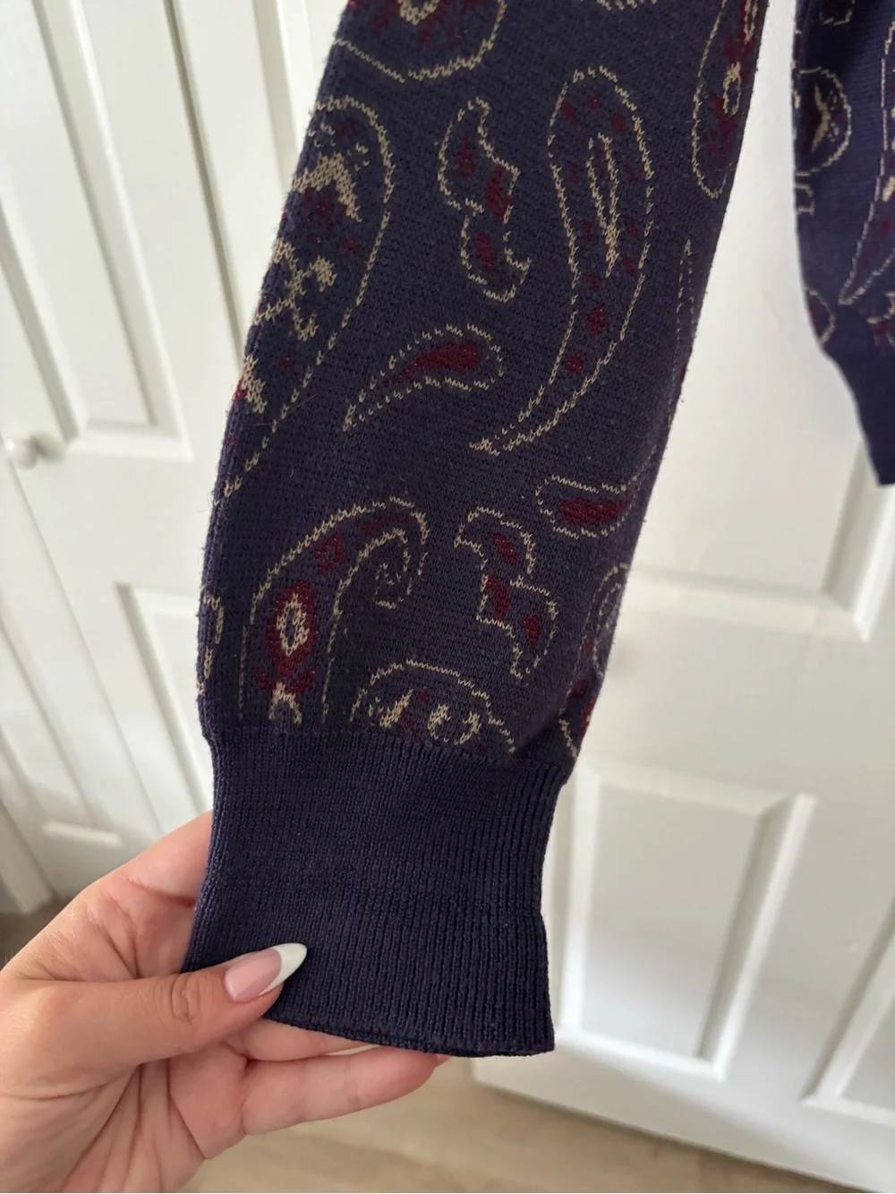 Vintage Countess Mara Wool Blend Paisley Knit Sweater - Size L - Like New